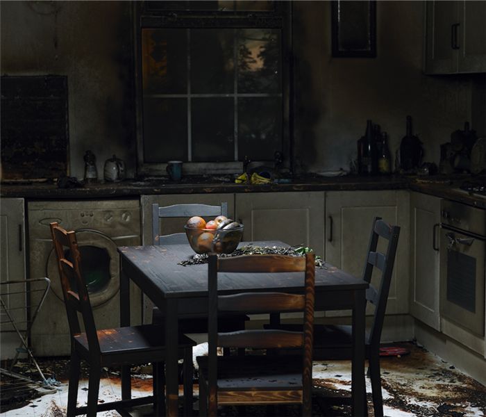fire damaged kitchen