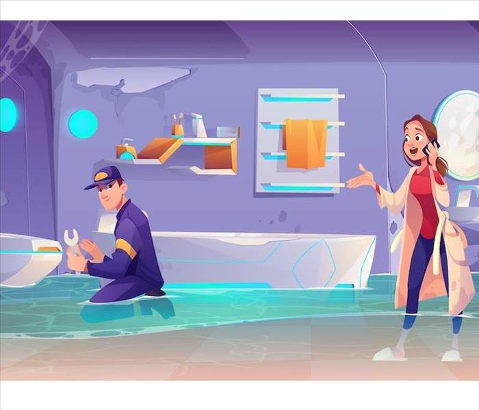 Bathroom flood illustration