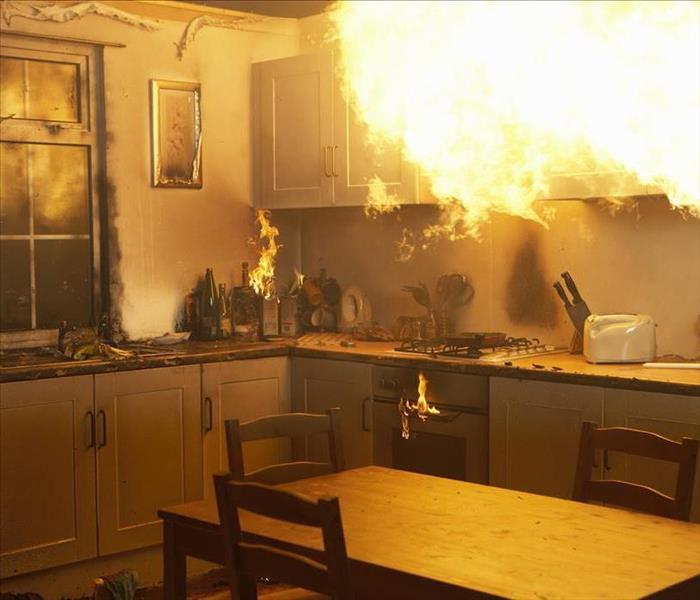 Kitchen cabinets on fire